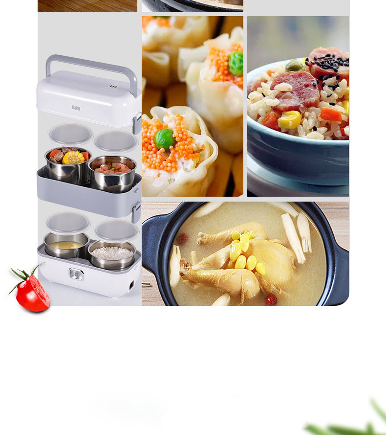 Hộp cơm cắm điện hai tầng, hộp cơm hâm nóng 2 BÁT INOX, giữ nhiệt thích hợp cho dân văn phòng KitAcoom, hàng nhập khẩu chính hãng cao cấp