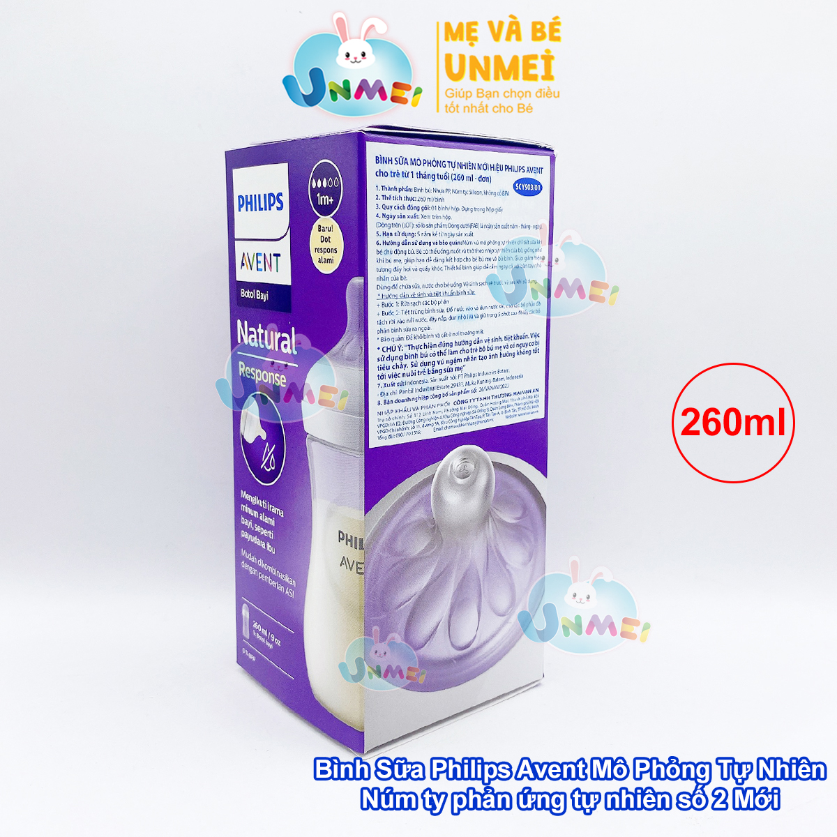 Bình sữa mô phỏng tự nhiên mới hiệu Philips Avent cho trẻ từ 1 tháng tuổi (260ml-đơn)_SCY903.01
