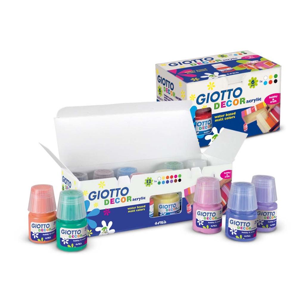 Hộp màu nước nhập khẩu Italy GIOTTO Acrylic 12 lọ màu x 25ml 530600