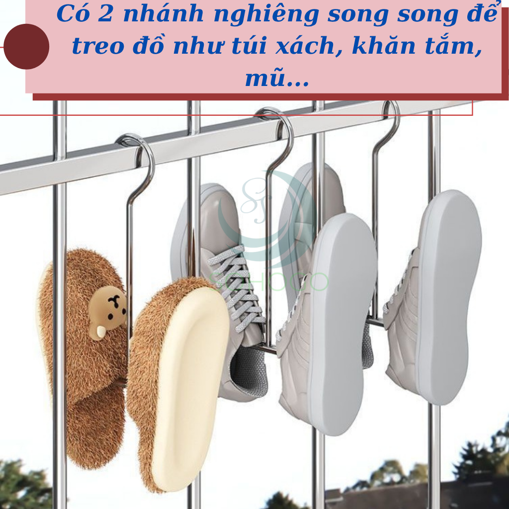 Bộ 2 Móc Treo Giày Đôi Inox Đa Năng- Móc Phơi Giày Thông Minh Chống Gỉ - Móc Sắt Treo Dép – Giày – Chai Đa Dụng