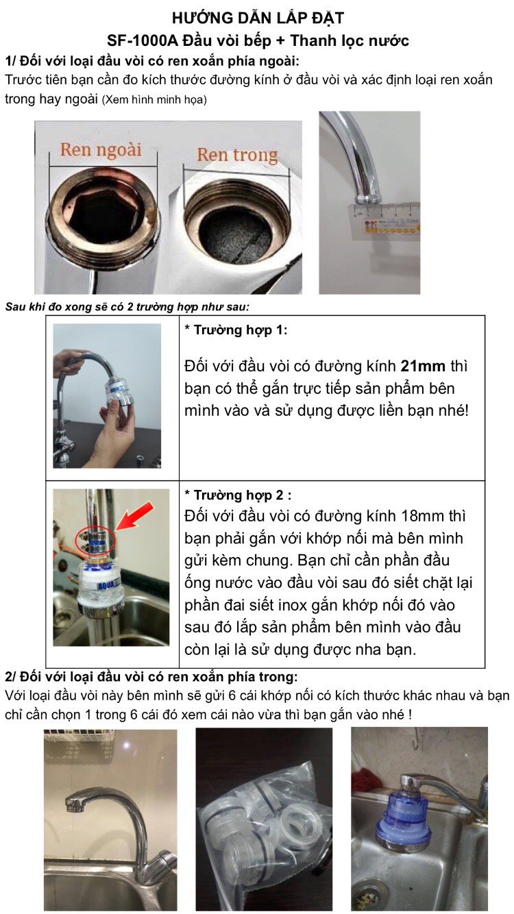 Vòi rửa chén tăng áp (lọc nước) AquaDuo SF-1000A