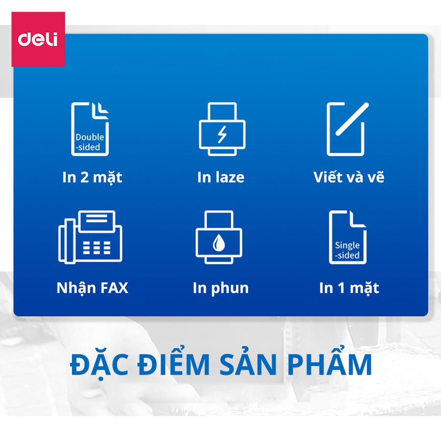 500 Tờ Giấy A4 Deli Giấy In Photo Cao Cấp Chính Hãng Loại Dày - Giấy Vẽ Chống Lóa Mỏi Mắt