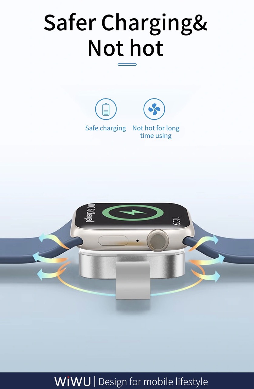Sạc đồng hồ không dây Wiwu Wireless Charger M16 Pro cho đồng hồ thông minh tương thích với series 8/ Ultra/7/6/5/4/3/2/1 (38mm, 40mm, 41mm, 44mm, 45mm) - Hàng chính hãng