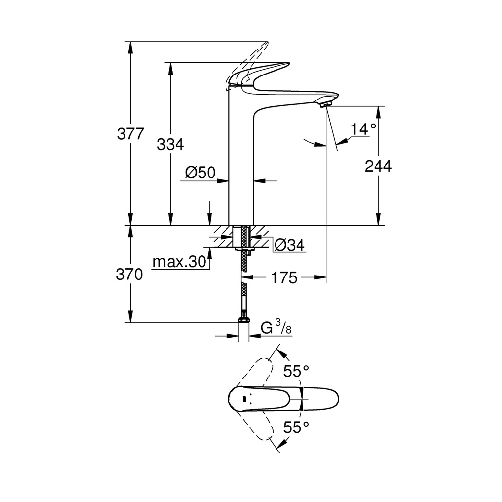 Vòi Chậu GROHE Eurostyle Size XL - 23719003