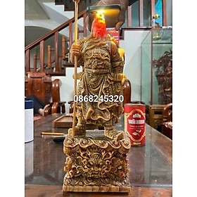 Tượng quan công trấn ải gỗ huyết long mọng dầu kt cao 40×14×10cm 