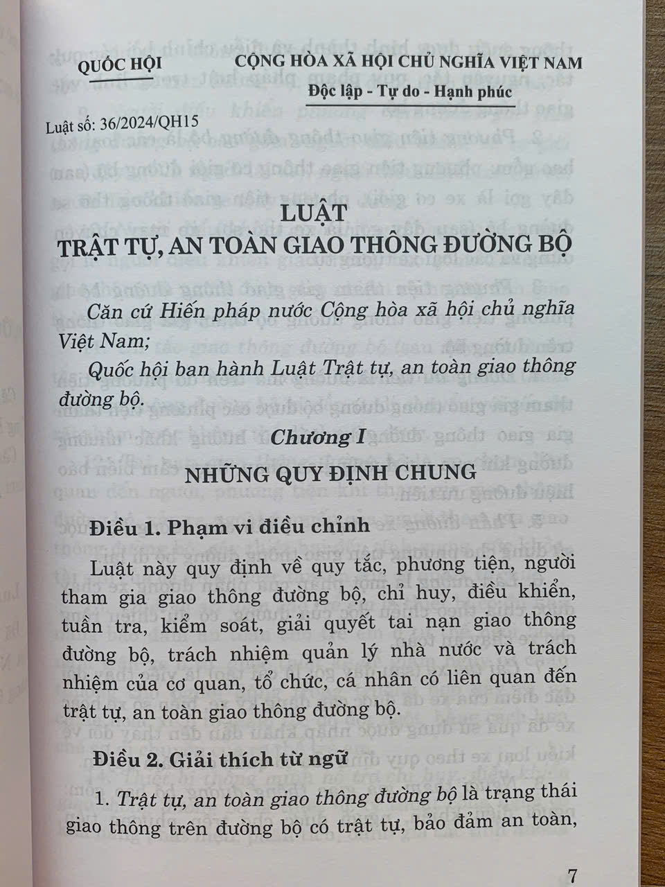 Luật Trật Tự, An Toàn Giao Thông Đường Bộ năm 2024