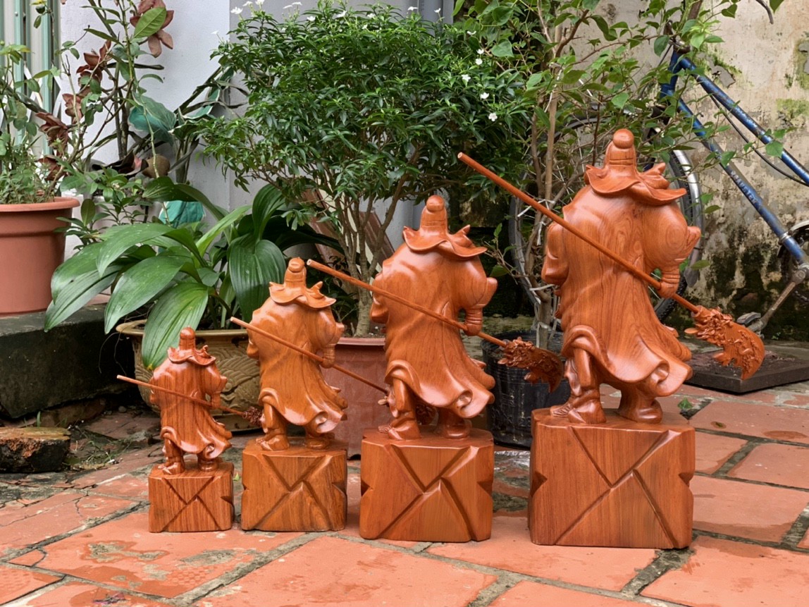 Tượng quan công gỗ hương đá kt cao 30×13×9cm