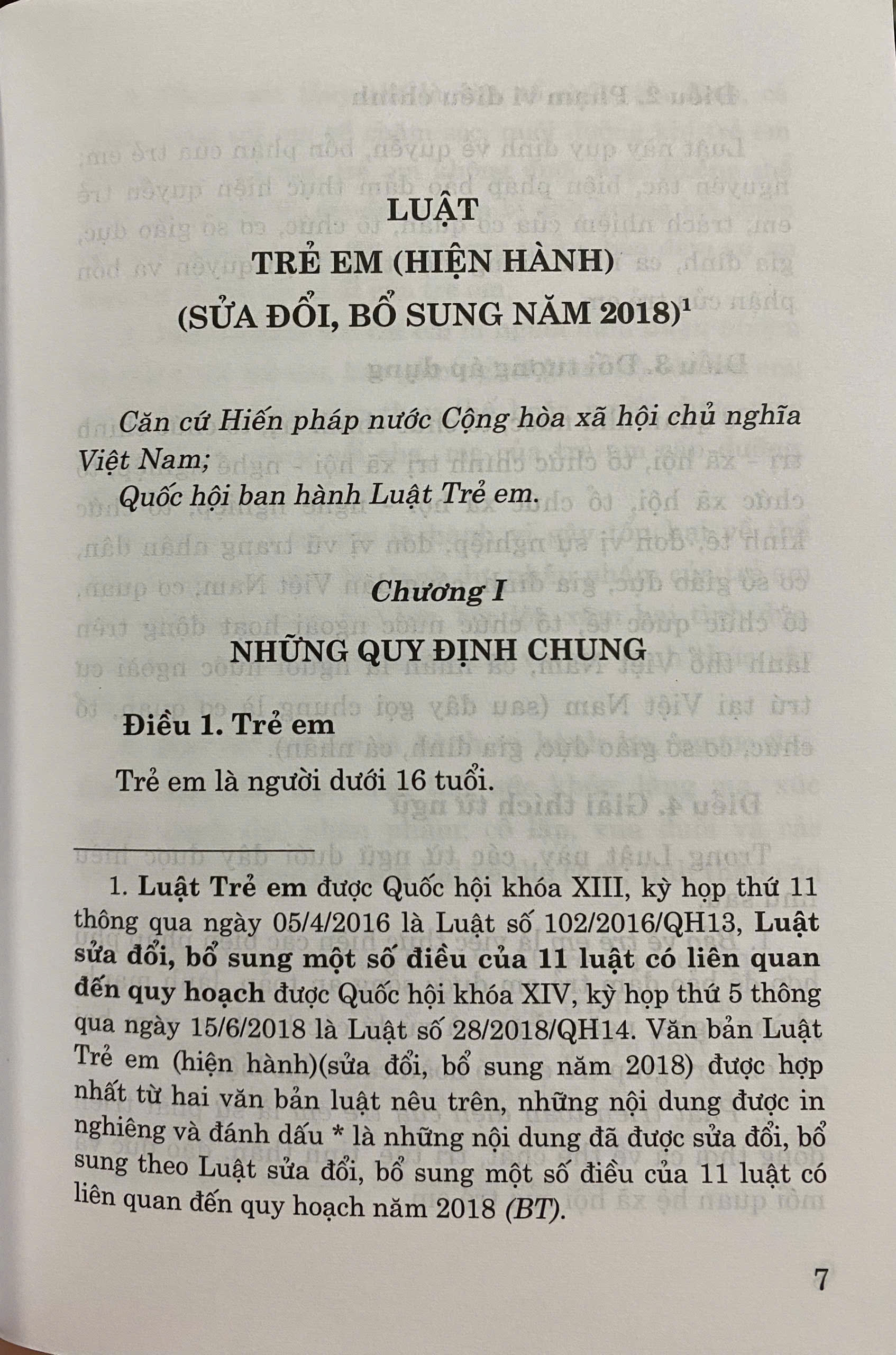 Luật Trẻ Em ( Hiện hành ) ( Sửa đổi, bổ sung năm 2018)