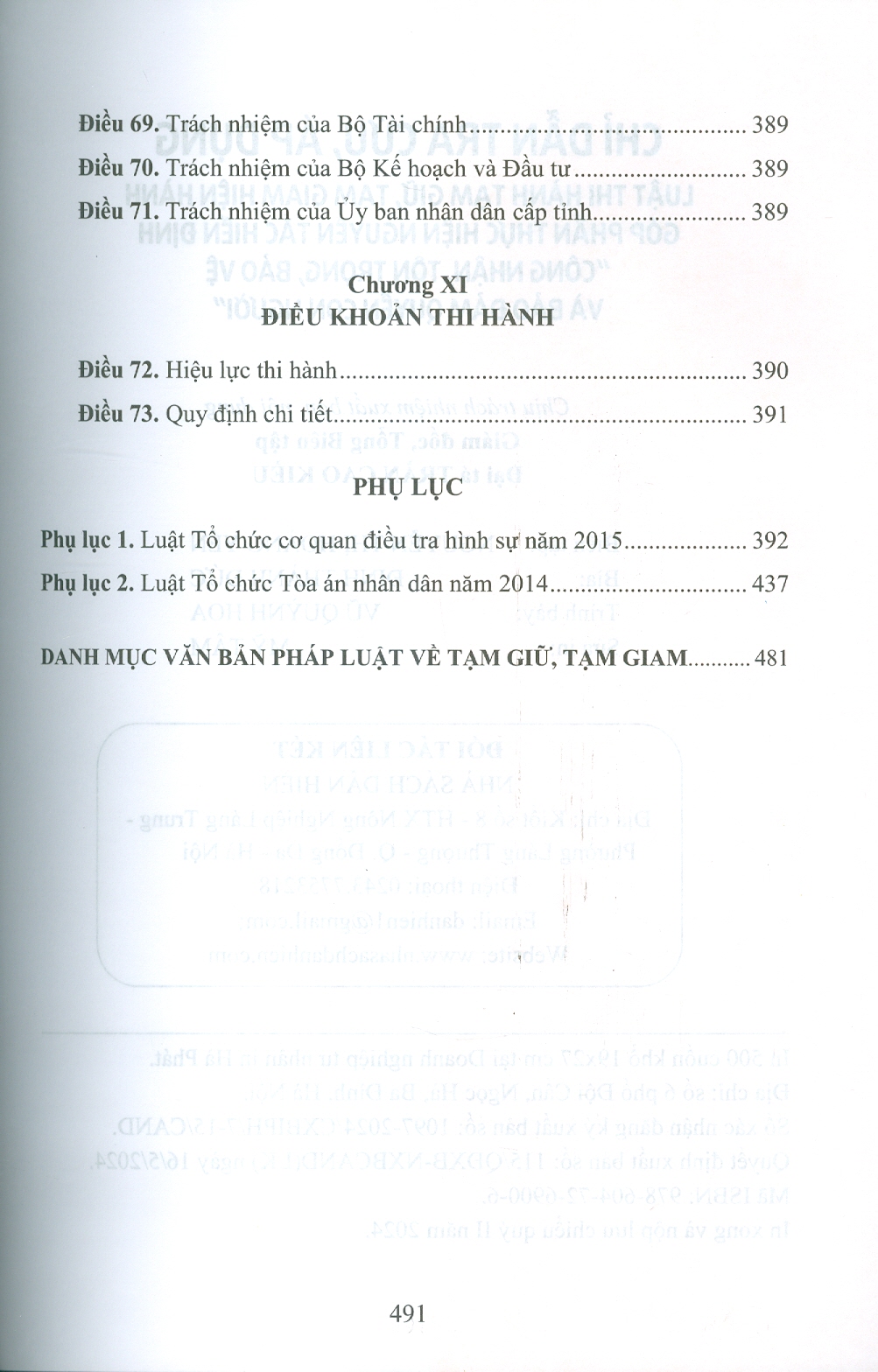 Chỉ Dẫn Tra Cứu, Áp Dụng Luật Thi Hành Tạm Giữ, Tạm Giam Hiện Hành Góp Phần Thực Hiện Nguyên Tắc Hiến Định "Công Nhận, Tôn Trọng, Bảo Vệ Và Bảo Đảm Quyền Con Người" (Sách tham khảo) -