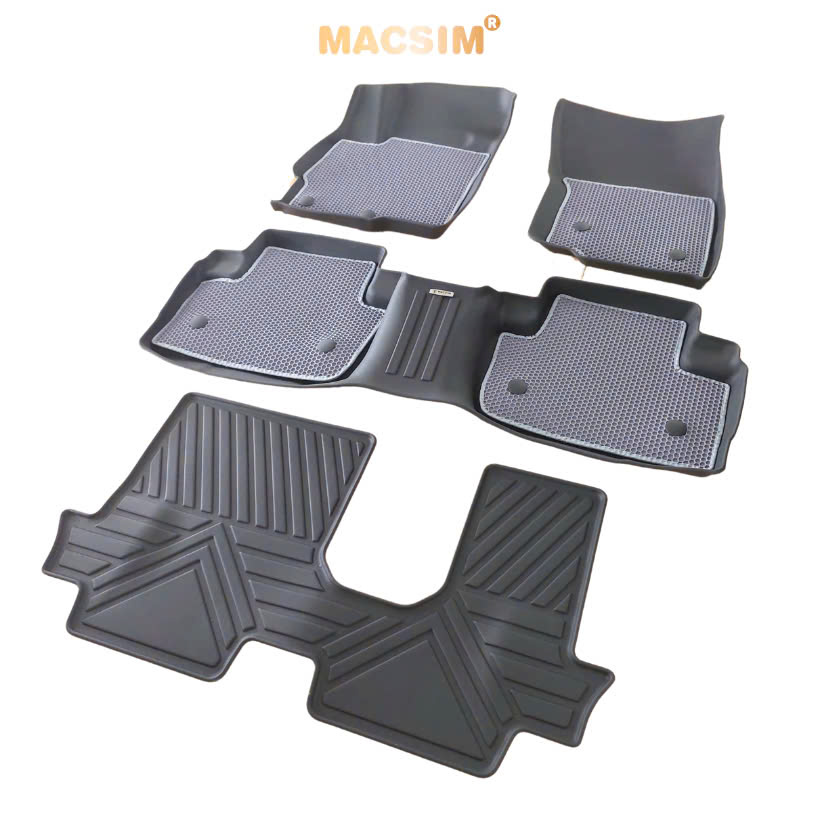 Thảm ô tô (sd3) 2 lớp dạng lưới lục giác Mitsubishi Outlander 2013-2024 - bề mặt cao su siêu sạch - Macsim , màu ghi