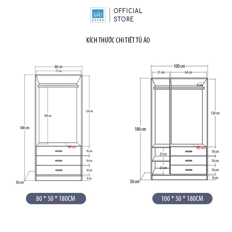 Tủ Quần Áo Gỗ Nhiều Ngăn Đa Năng Màu Trắng Phối Vân Gỗ Sồi SIB Decor TA09