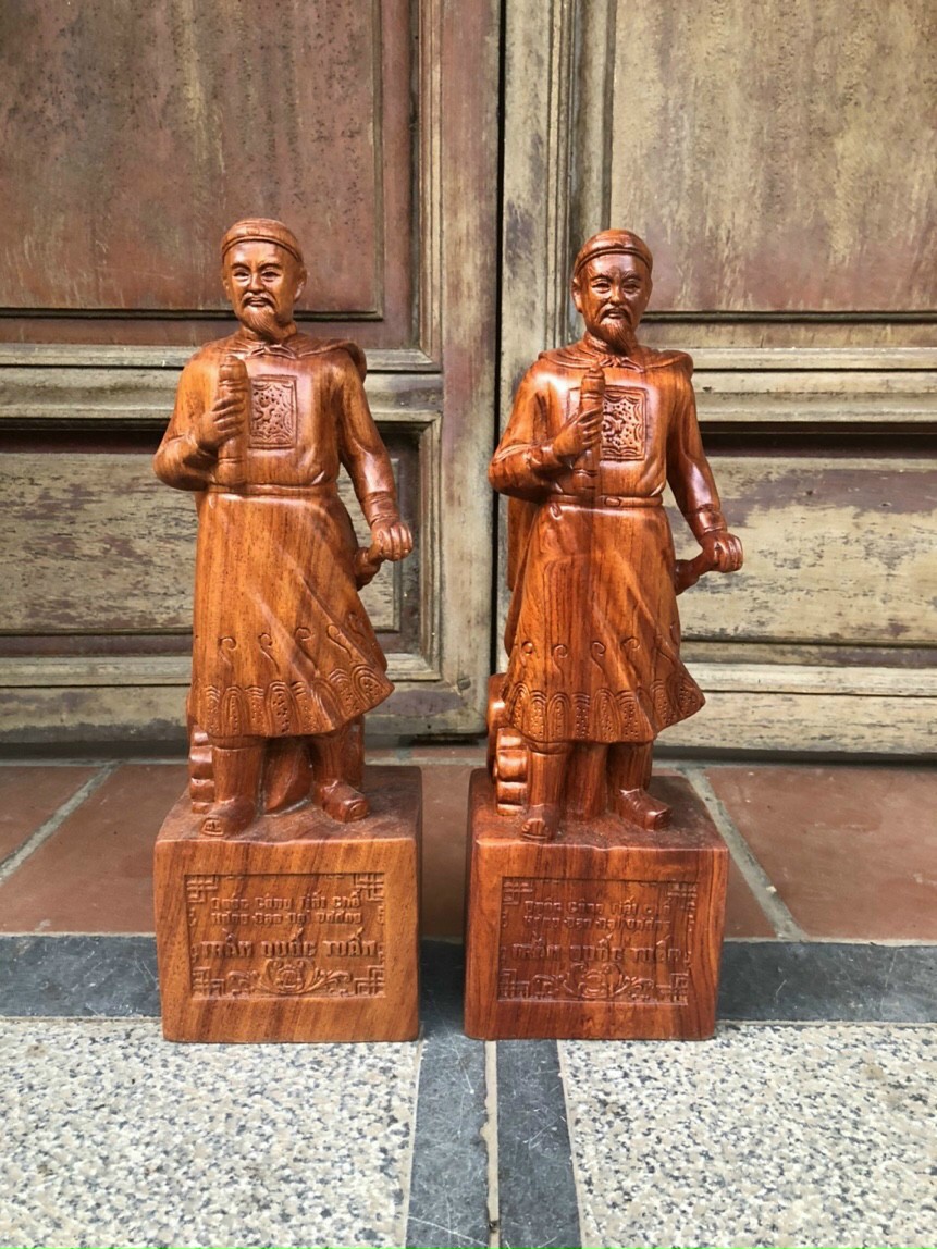 Tượng trần hưng đạo vương gỗ hương đá kt cao 50×16×15cm