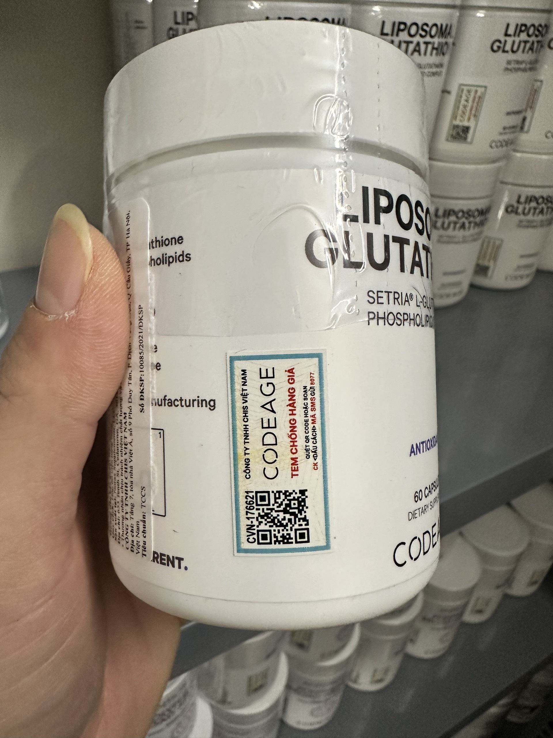 Codeage Liposomal Glutathione 1000mg - Viên Uống Trắng Da, Giảm Nám Sạm - Nhập Khẩu Chính Ngạch Có Tem Phụ, Tem Chống Hàng Giả