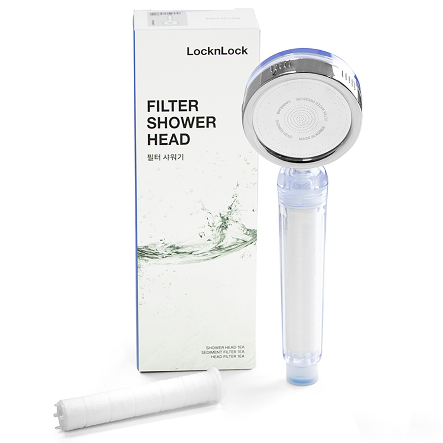 Bộ Phụ Kiện Đầu Vòi Sen Lọc Nước LocknLock 80mm CLR-KR LBW400 (Mạch nước nhip nhàng, giảm stress - Khử Clo)