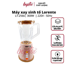 Máy xay sinh tố Lorente, máy xay đa năng cối nhựa dao inox công suất 300W LT-2566 Hàng chính hãng