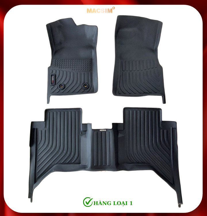 Thảm lót sàn xe ô tô Toyota Hilux 2008-2014 (sd) Nhãn hiệu Macsim chất liệu nhựa TPE cao cấp màu đen