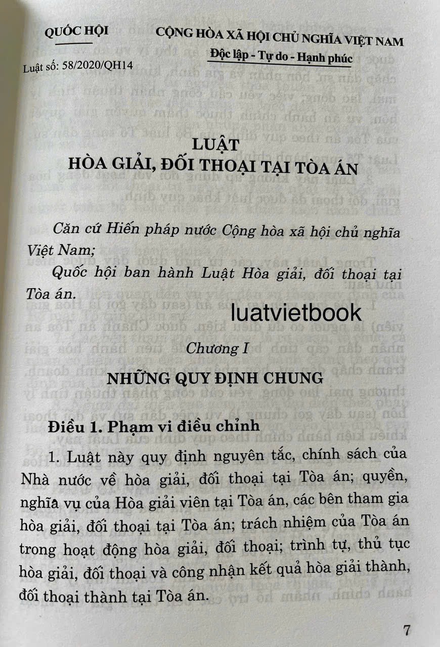 Luật Hoà Giải, Đối Thoại Tại Toà Án