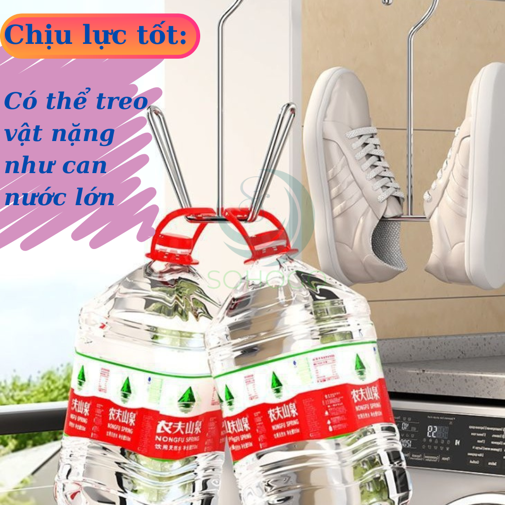 Bộ 2 Móc Treo Giày Đôi Inox Đa Năng- Móc Phơi Giày Thông Minh Chống Gỉ - Móc Sắt Treo Dép – Giày – Chai Đa Dụng
