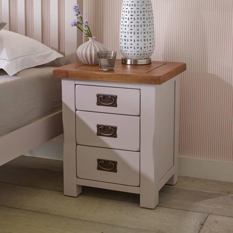 Tủ Đầu Giường 3 Ngăn Kéo Kemble Gỗ Sồi Ibie BSK3KEMO - Trắng (50 x 40 cm)