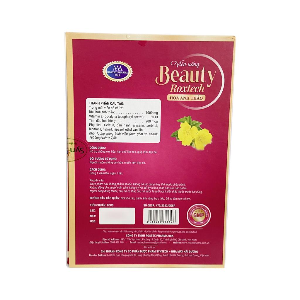 Beauty dầu hoa anh thảo Roxtech đẹp da, chống lão hóa - 60 viên