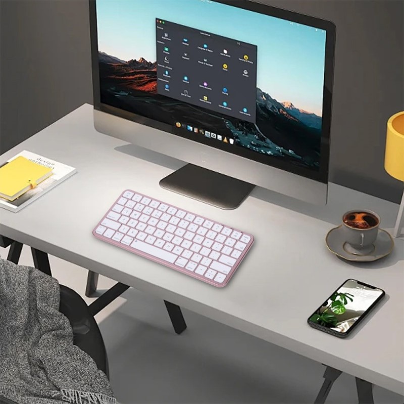 Bàn phím không dây mini K23 kết nối bluetooth + Usb wireless pin sạc hỗ trợ đa nền tảng thiết bị hàng nhập khẩu