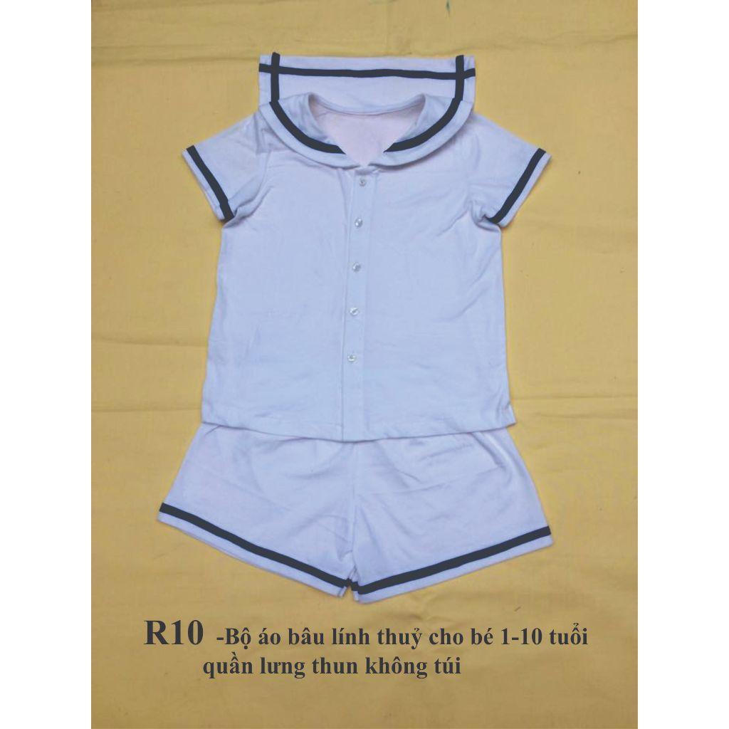 Rập giấy bộ thun bâu lính thủy R10 cho bé 1 - 10 tuổi - bản vẽ