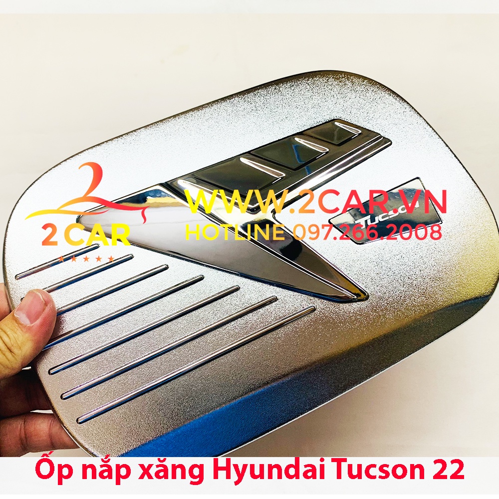 Ốp nắp bình xăng xe Hyundai Tucson 2022 2023 Mạ crom cao cấp