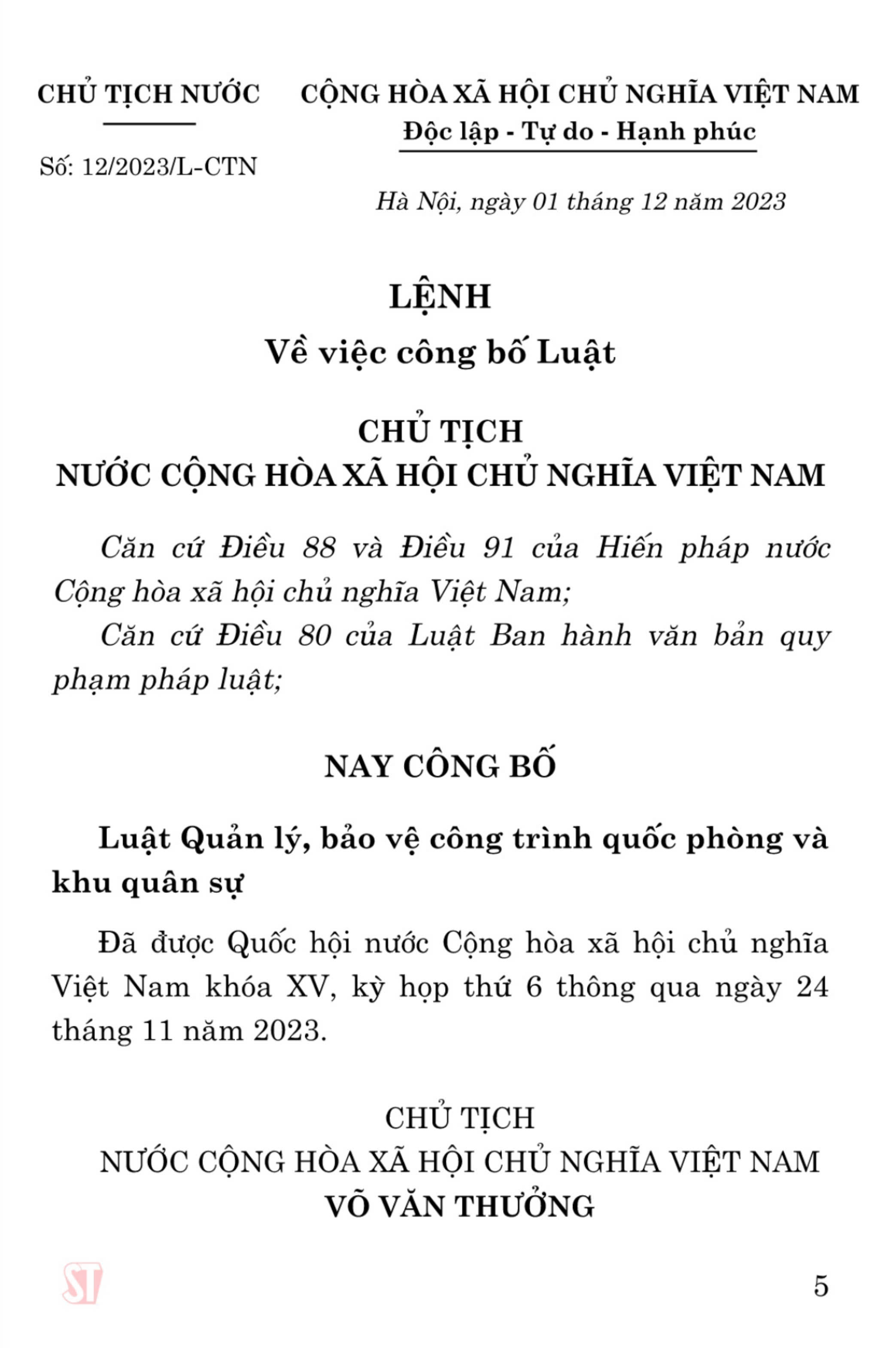 Luật Quản lý, bảo vệ công trình quốc phòng và khu quân sự
