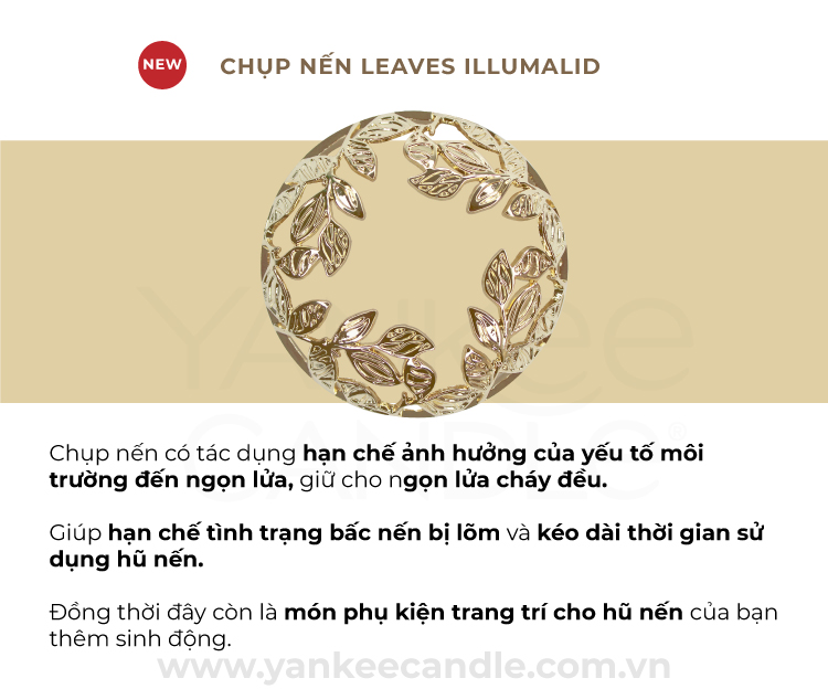 Chụp nến trang trí Yankee Candle - Antique Gold Leaves