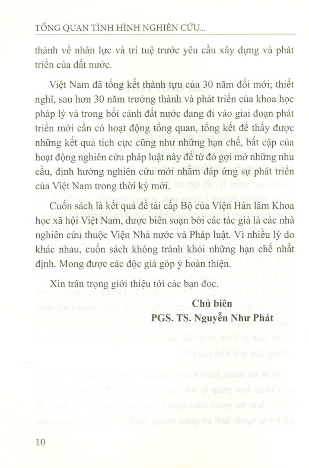 Tổng Quan Tình Hình Nghiên Cứu Về Pháp Luật Ở Việt Nam Trong Hơn 30 Năm Qua