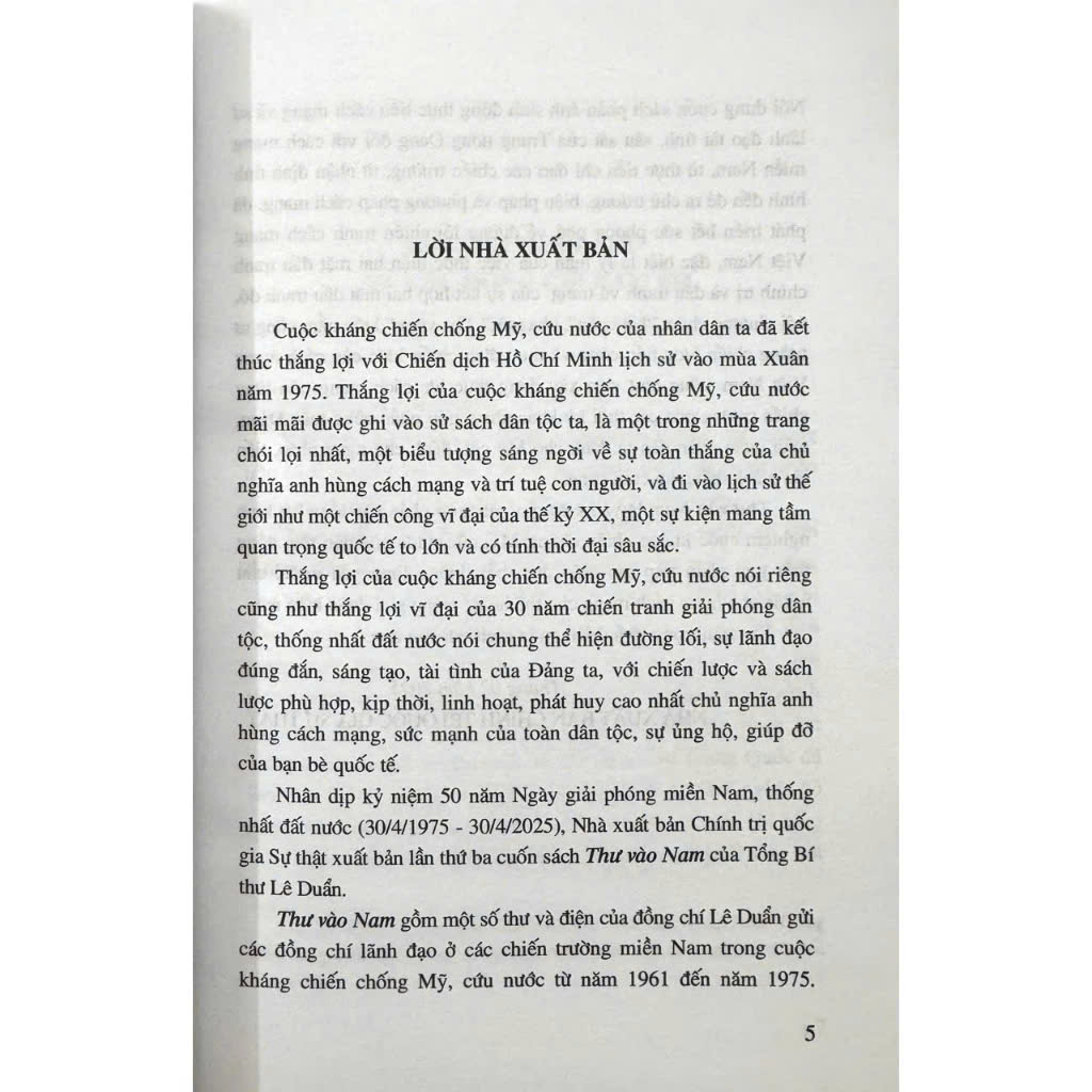 Sách - Thư Vào Nam (Lê Duẩn)