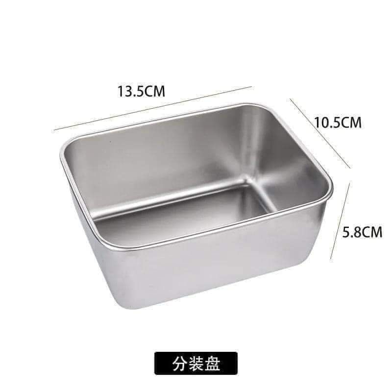 Hộp Đựng Thực Phẩm Tủ Lạnh, Đồ Ăn Bằng Inox Có Nắp Nhựa Kèm Theo Tiện Lợi (135x105x58 mm) Và Loại To ( 250x200x60 mm)