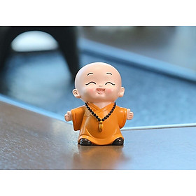 Tượng Chú Tiểu Vui Vẻ Hanh Thông Trang Trí Ô Tô Tiểu Cảnh_ Hàng chính hãng