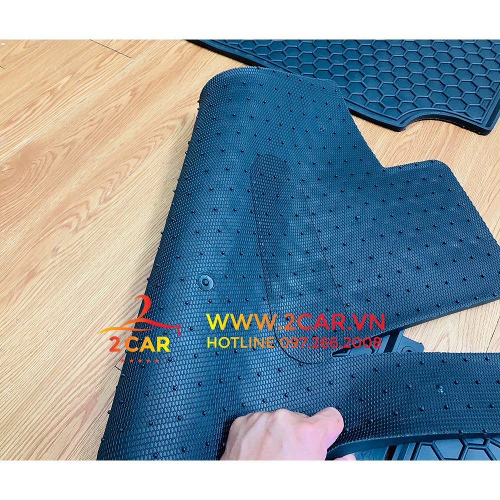 Thảm sàn, lót sàn xe Ford Ranger 2015-2021, Sàn cao su vân tổ ong cao cấp - mẫu Nissin chữ Trắng