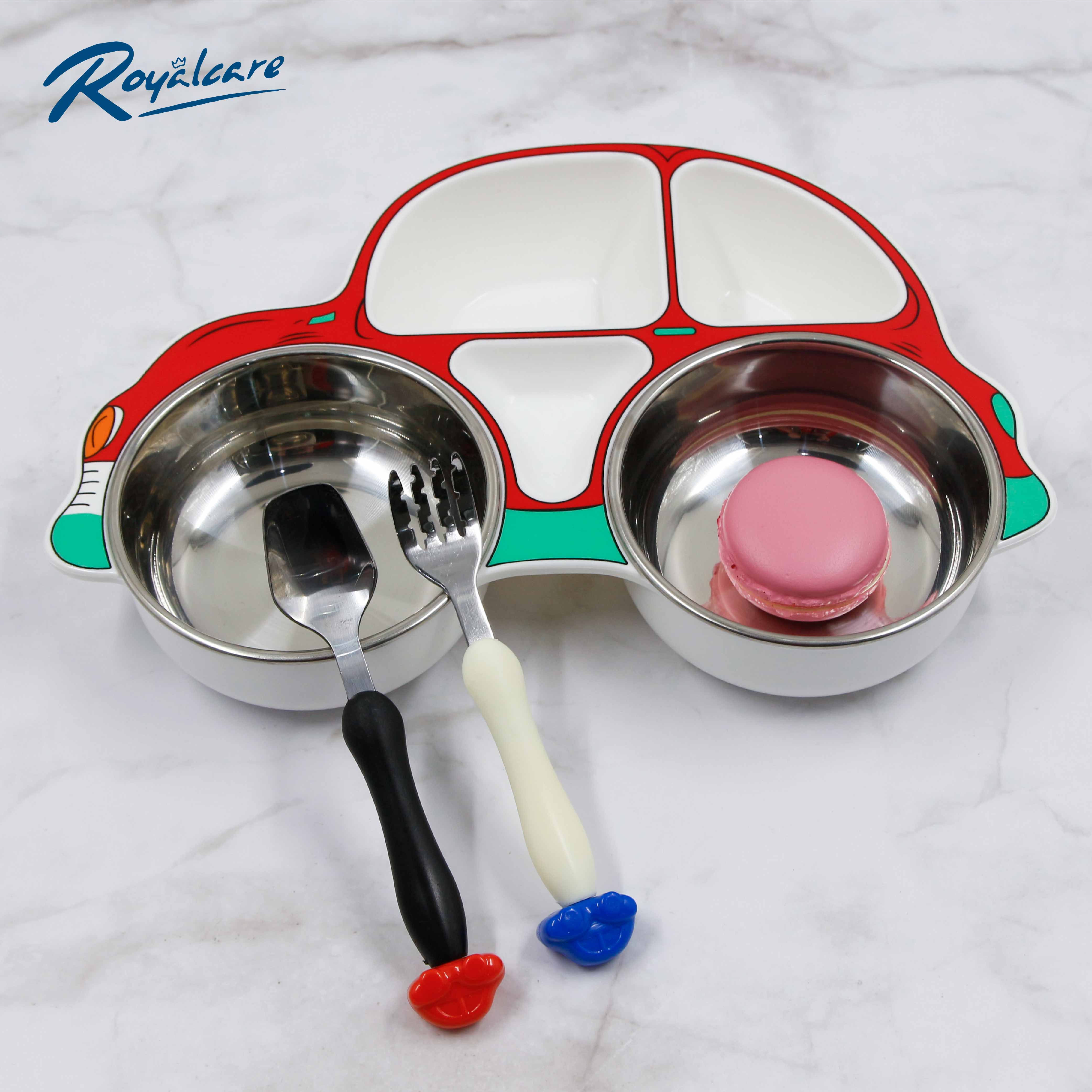 Set khay ăn dặm cho bé bằng Inox và Nhựa cao cấp Royalcare phù hợp ăn BLW, ăn dặm kiểu Nhật và ăn dặm truyền thống