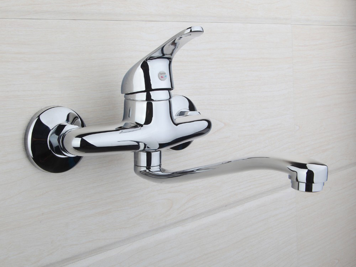 Vòi rửa chén nóng lạnh âm tường Đồng mạ Chrome Eurolife EL-T016AT (Trắng bạc)