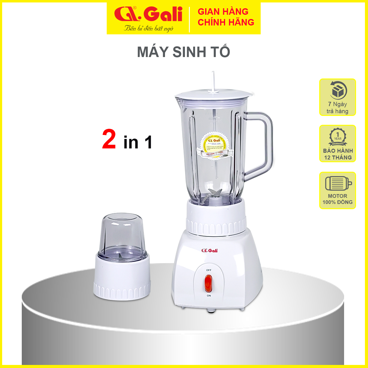 Máy xay sinh tố Gali 3in1, đa chức năng xay các loại sinh tố, rau củ quả, làm sữa hạt, xay các loại thực phẩm, gia vị, hàng chính hãng, bảo hành 12 tháng Gali