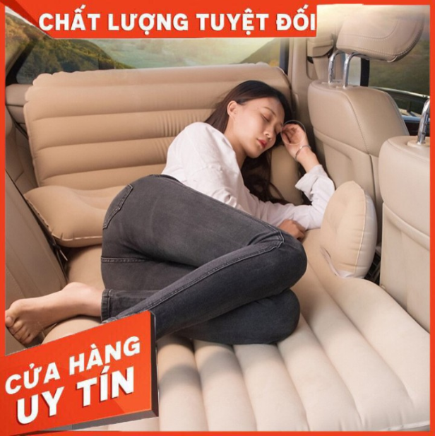Đệm Hơi Ô Tô , Nệm Hơi Ô Tô Chất Liệu Vải Nhung Mềm Mại - Tặng Kèm 2 Gối Và Bơm Hơi 12V