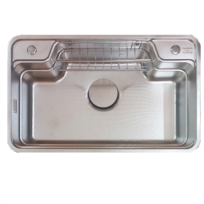 Chậu rửa bát inox304 chống xước 78x48cm nguyên khối không hàn, bộ xả 18cm, khay inox, thớt inox-Hàng chính hãng