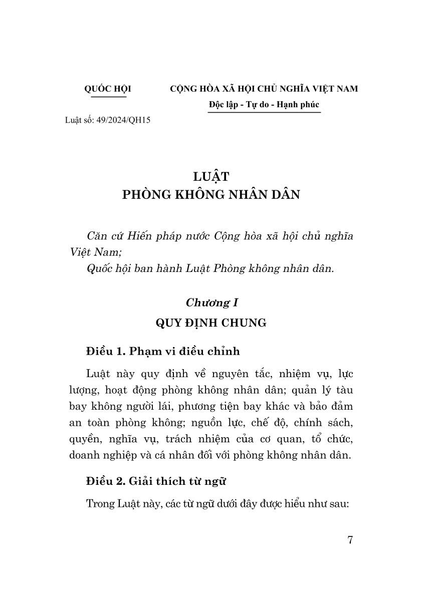 Luật Phòng không nhân dân năm 2024