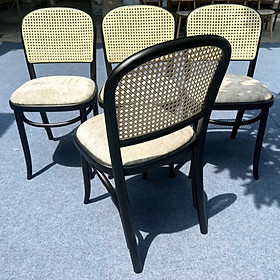 Ghế nhà hàng gỗ ash lưng tựa mắt cáo Thonet 1A-P Nội thất Capta Ghế ăn thân gỗ cổ điển không tay có nệm pvc hoặc vải tại tphcm