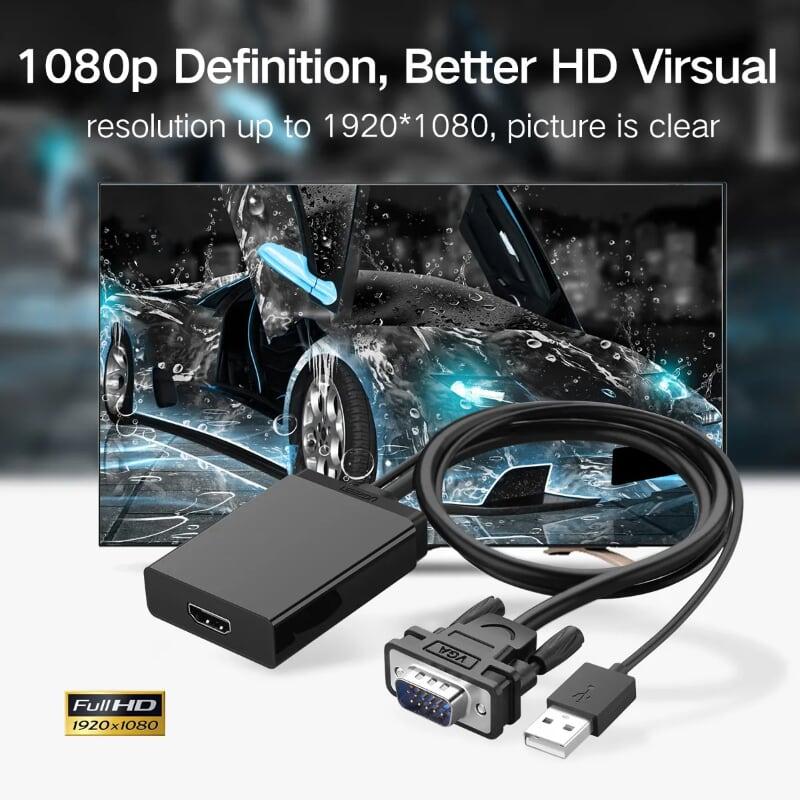 Ugreen UG40213MM106TK 50CM màu Đen Bộ chuyển VGA sang HDMI có trợ nguồn - HÀNG CHÍNH HÃNG