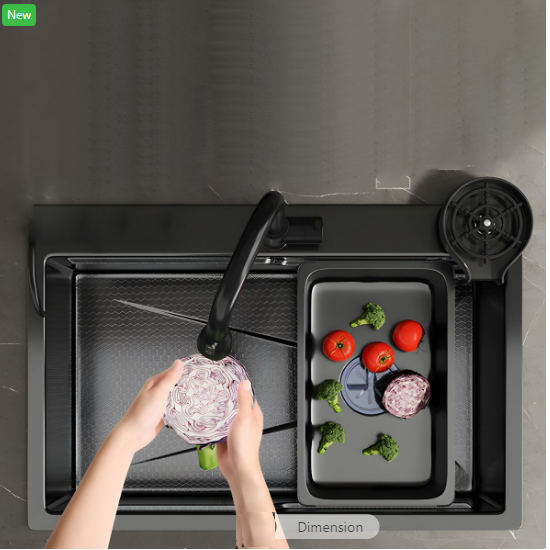 Chậu rửa bát inox304 chống xước 7546 nano đen dày 3li, khay inox, rổ lỗ inox, bộ xiphong, bình rửa bát, rửa ly cốc