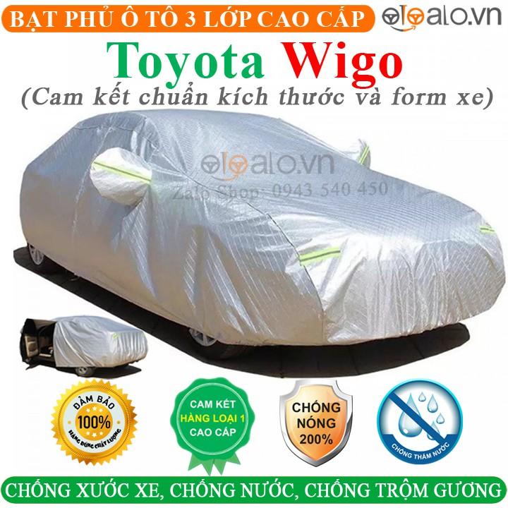 Bạt Phủ dành cho Ô Tô Toyota Wigo Cao Cấp 3 Lớp Chống Nắng Nóng Chống Nước Chống xước