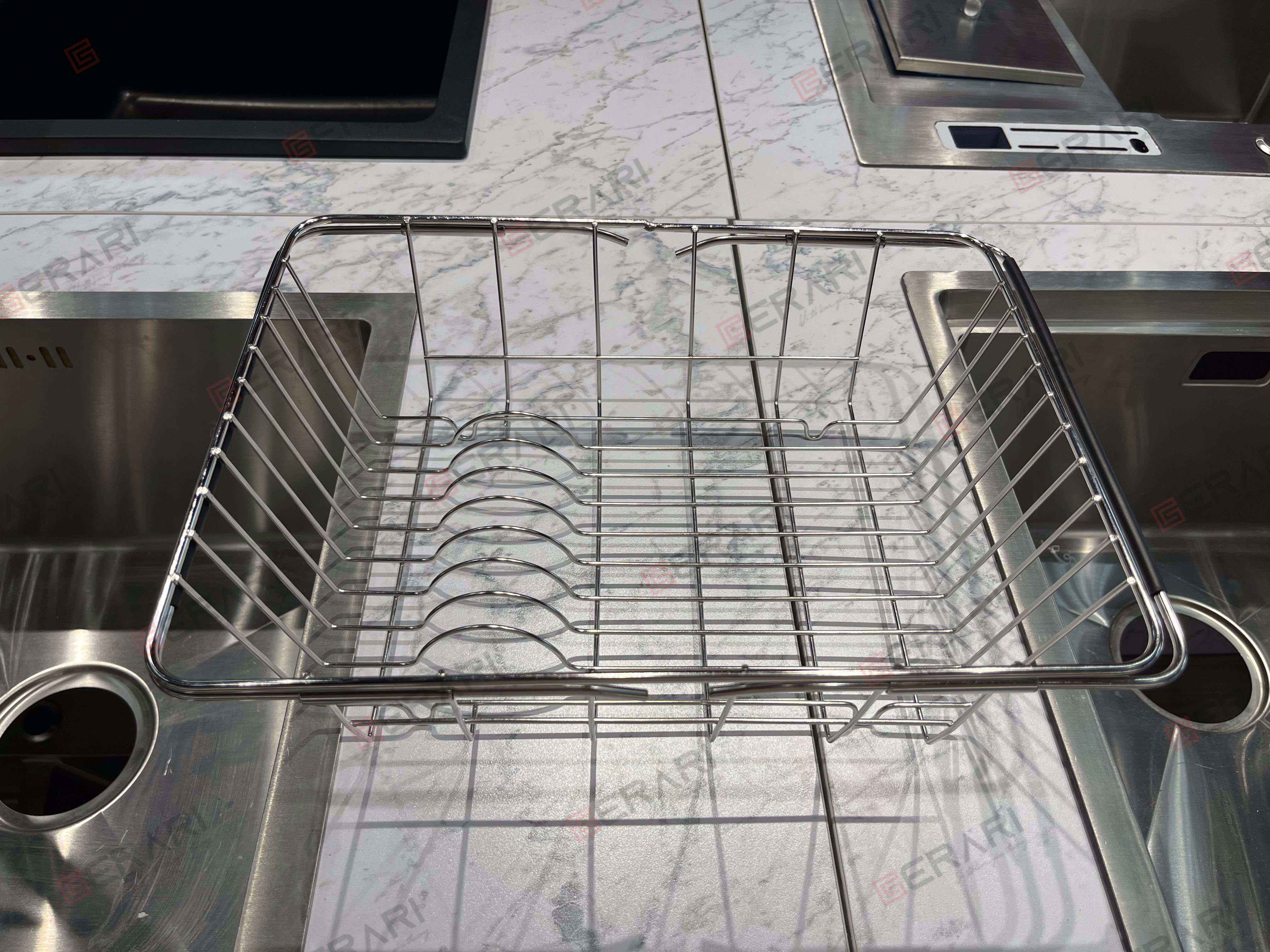Chậu rửa bằng thép không gỉ (2 hố lệch phụ kiện đi kèm chât liệu Inox 304 cao cấp thương hiệu GERARI)