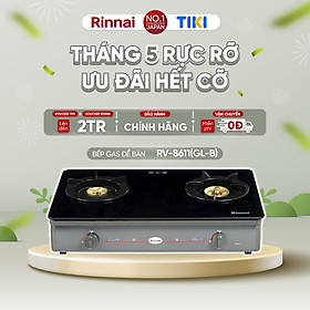 Bếp gas dương Rinnai RV-8611(GL-B) mặt bếp kính và kiềng bếp men - Hàng chính hãng.
