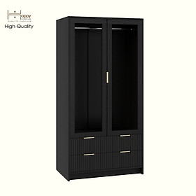 HAPPY FURNITURE , Tủ quần áo 2 cửa kính 4 ngăn kéo - NAMI, TCM_219 , 90cm x 54cm x 180cm DxRxC