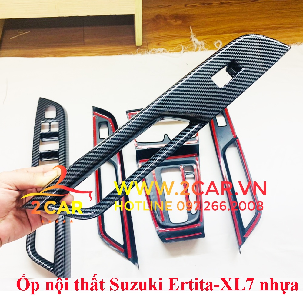 Ốp nội thất xe Suzuki Ertiga, XL7, XL-7 2020, 2021, 2022, 2023 loại nhựa Vân carbon cao cấp