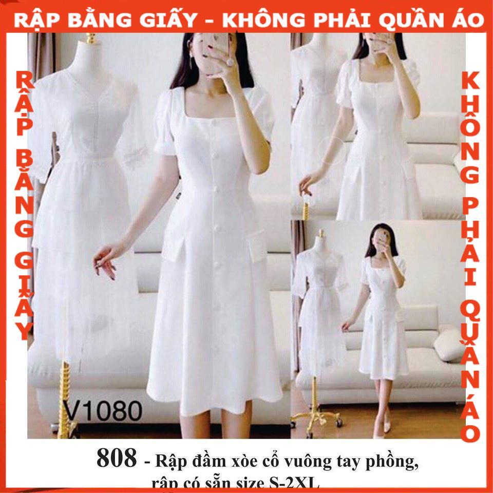 Rập giấy A0đầm cổ vuông mã 808 -(BẢN VẼ)