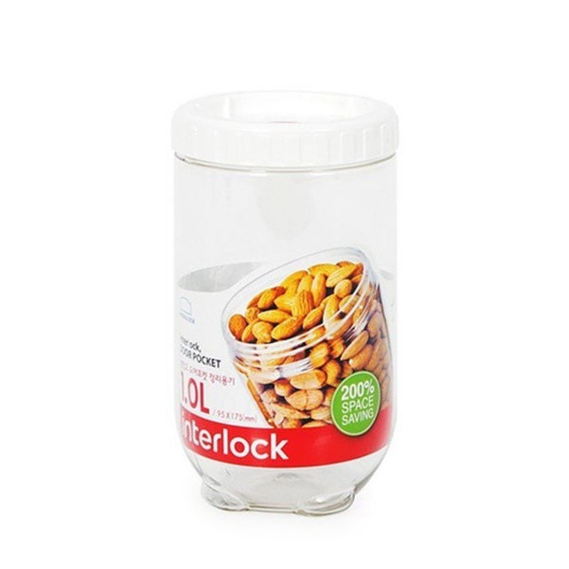 Hộp bảo quản thực phẩm Interlock Lock&Lock 1.6L INL303W, 2.1L INL403W, Hàng chính hãng,nhựa PET,nắp xoay kín hơi - JoyMall